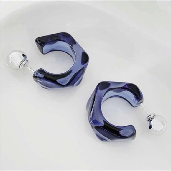 ✨3for$38 New Zara Translucent Chunky Hoop Ball Back Earrings - Picture 9 of 16